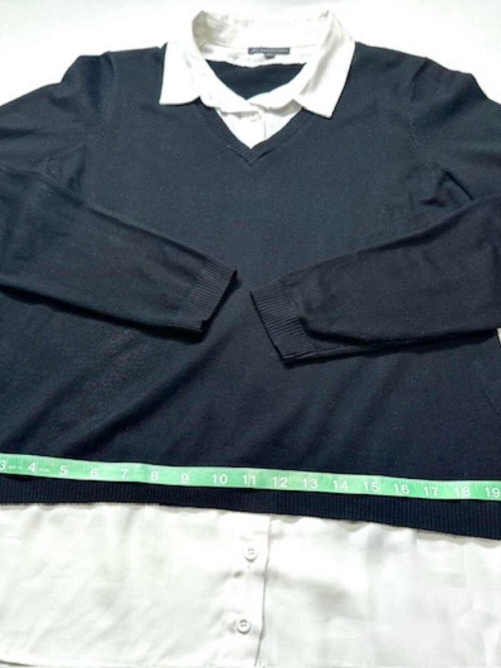 Adrianna Papell Womens Twofer Sweater Collared Long Sleeve Black & White Size L - Picture 7 of 15